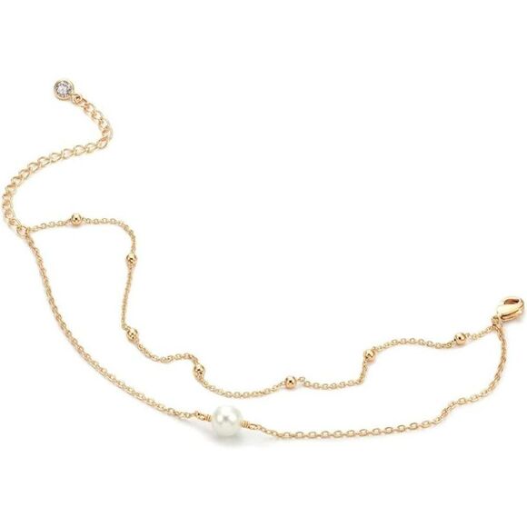 Double Layer Freshwater Pearl Bead Chain Bracelet - Picture 2 of 4